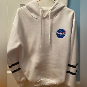 Amazon CORIRESHA Large Front NASA Logo Stripe Sleeve Hoodie Sweatshirt